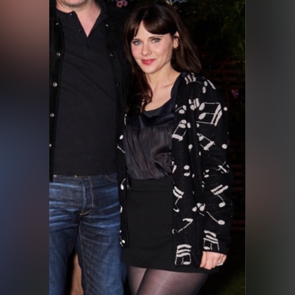Saint Laurent Paris Music Notes Sweater Cardigan - Zooey Deschanel Favorite!!! View 2